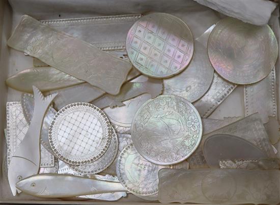 A quantity of mother of pearl gaming counters
